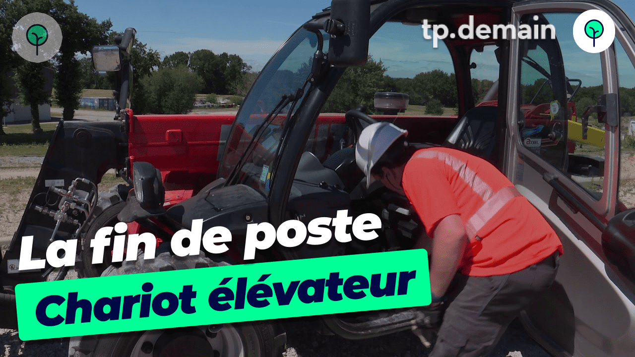 Fin de poste sur chariot élévateur. Fin de poste sécurisée pour le chariot élévateur Manitou MT625, procédures de maintenance et nettoyage"